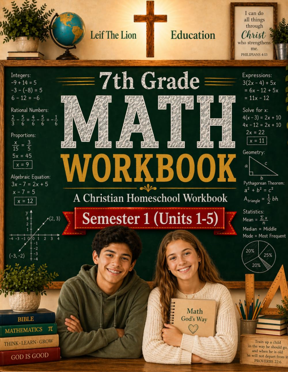 7th Grade Math - Semester 1 (Units 1 - 5): A Christian Homeschool Workbook (Homeschool Math Workbooks Grades 3 - 12. Semesters 1 - 2.)