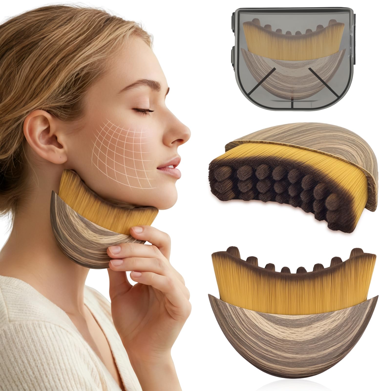 Alpenfaser gesichtsbürste Für lymphdrainage Und Gesichtsmassage, lymphatische gesichtsbürste Als face brush Für jawline Und Kinn Kontur, Sanft Für Trockene Haut (1 Stück)