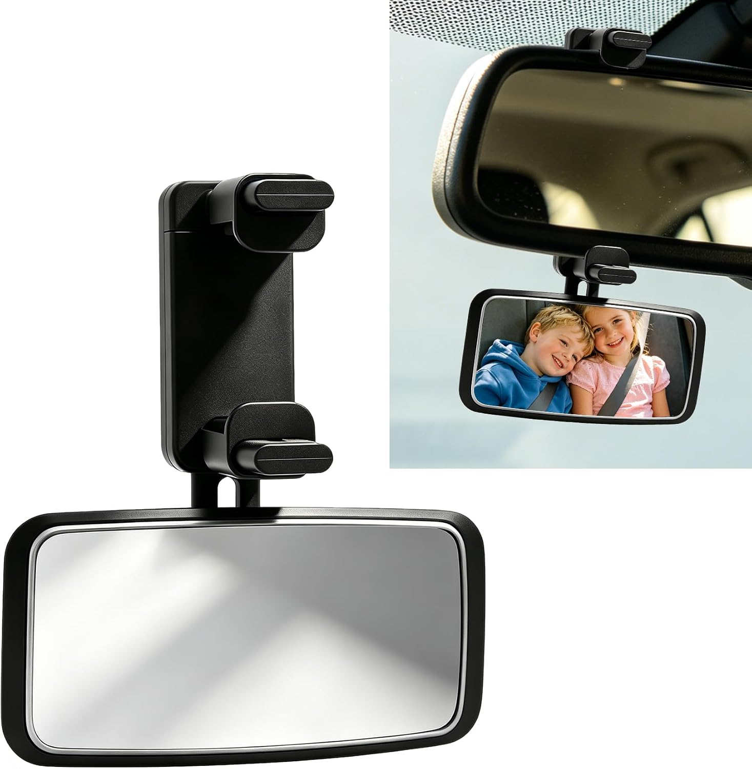 Baby Car Rearview Mirror, 360° Wide Angle Adjustable Backseat Observation Mirror, Clip-On Baby Safety Mirror for Rear Facing Seats, Universal Child Rearview Assist Mirror for Car SUV Truck