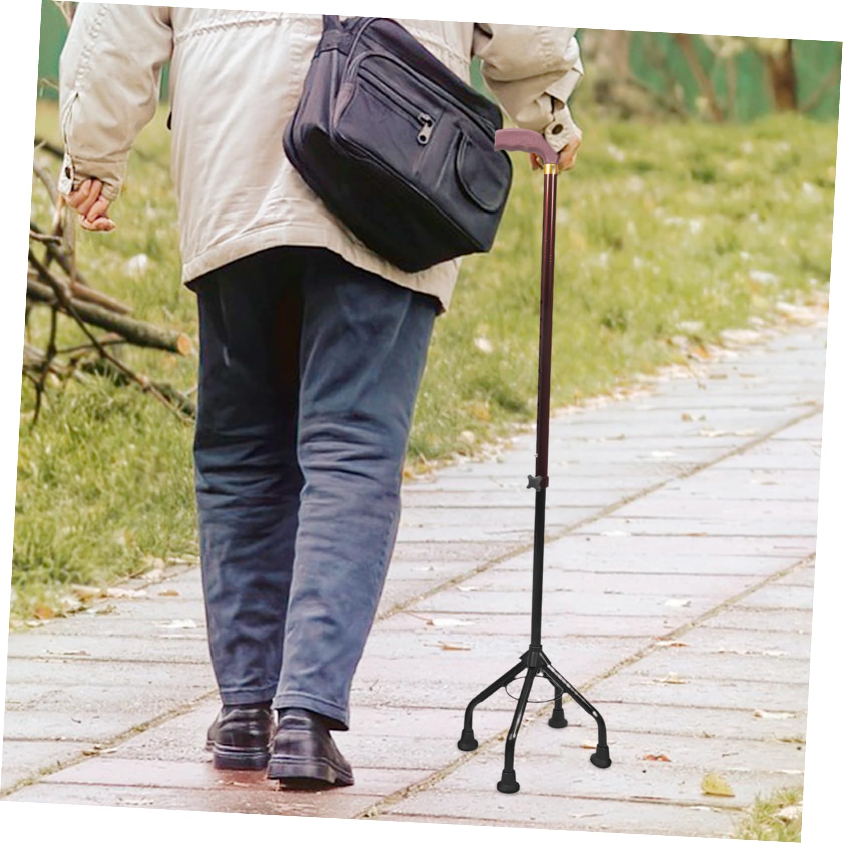 Yardenfun Bastone Quadripode per Anziani in Lega di Alluminio Regolabile Impugnatura Confortevole e Base Antiscivolo per Trekking e Passeggiate