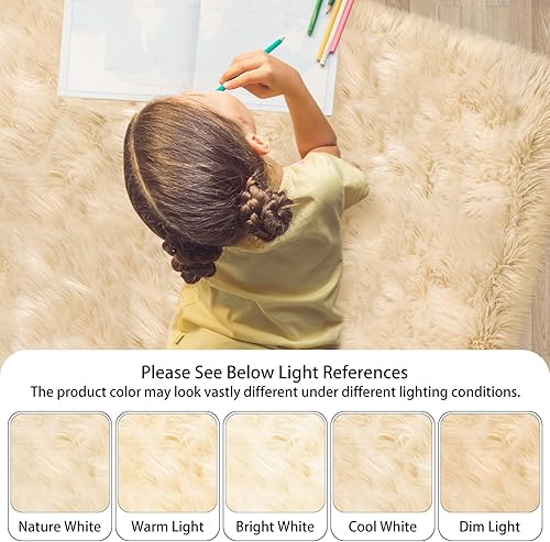 Miniatura 7 de Ciicool Alfombra de piel sintética para dormitorio, alfombra gruesa y esponjosa, no desprende pelusa, lavable, alfombra de piel de conejo, alfombra