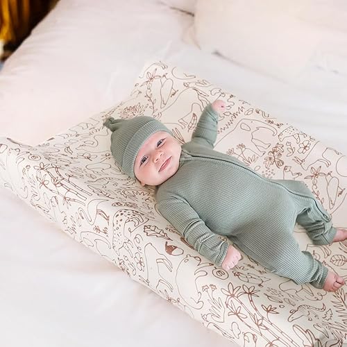 Vista 120 de GRSSDER Juego de 2 sábanas elásticas ultra suaves para moisés, ajuste universal para moisés, cesta de moisés, colchón rectangular ovalado, seguro