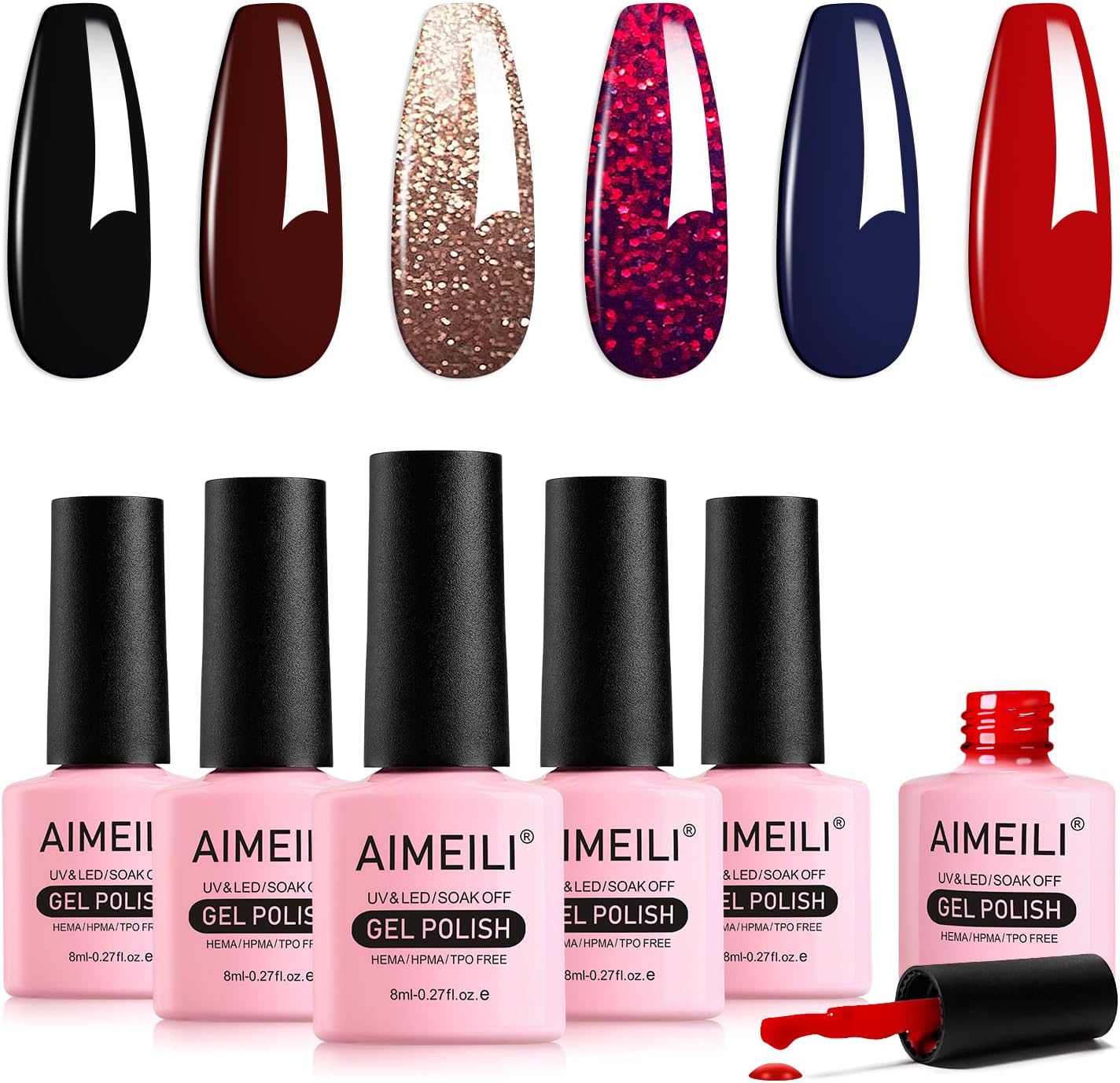 AIMEILIGel Nail Polish Set Soak Off UV LED Gel Polish Multicolour/Mix Colour/Combo Colour Of 6pcs X 8ml - Gift Kit 21