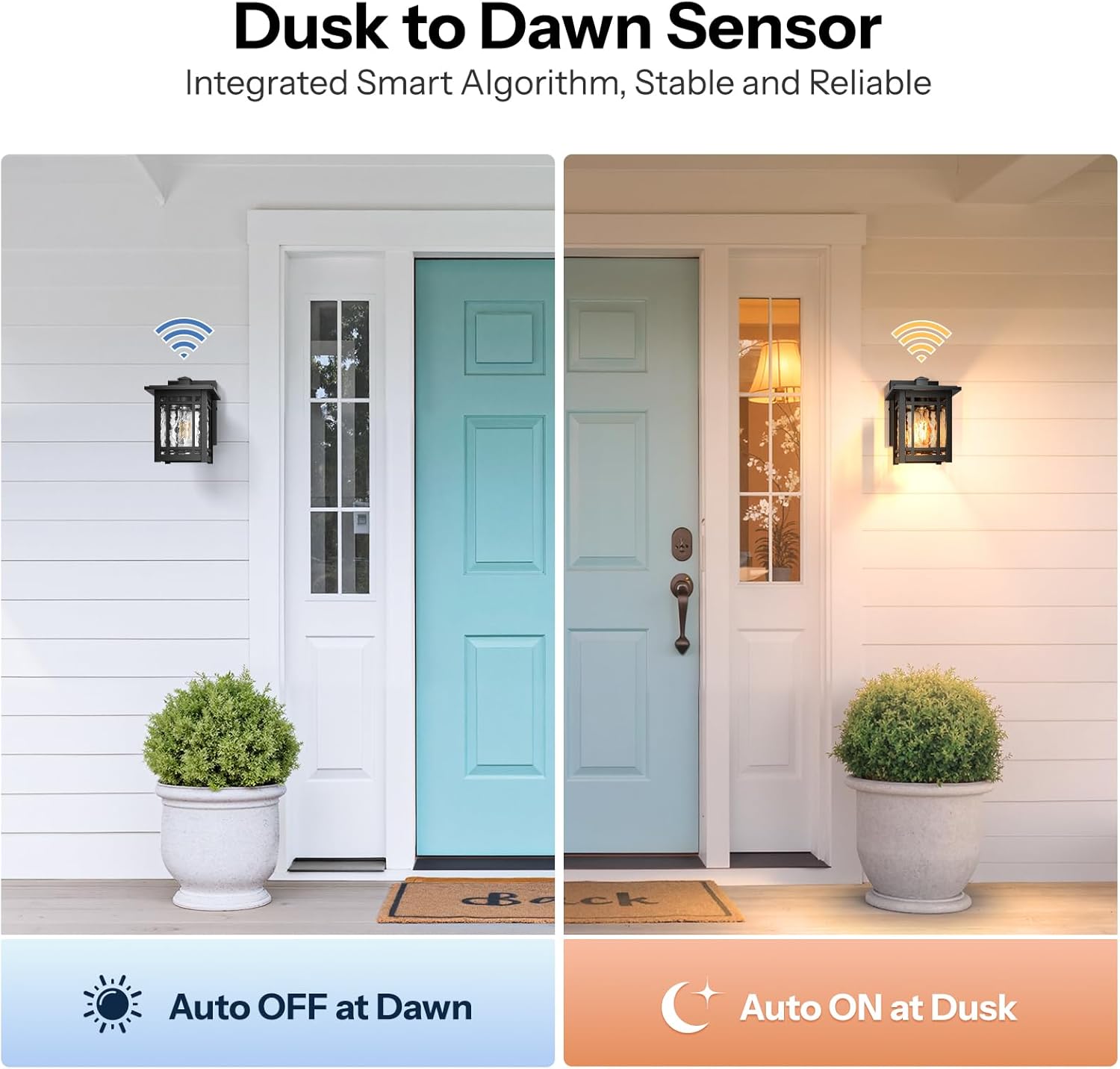 Gleamz Dusk to Dawn Outdoor Wall Lights, Black 100% Aluminum Front Door Light Fixture Outdoor Wall Lamp, Waterproof Exterior Porch Light with E26 Socket, Modern Garage Exterior Lights for House, Patio