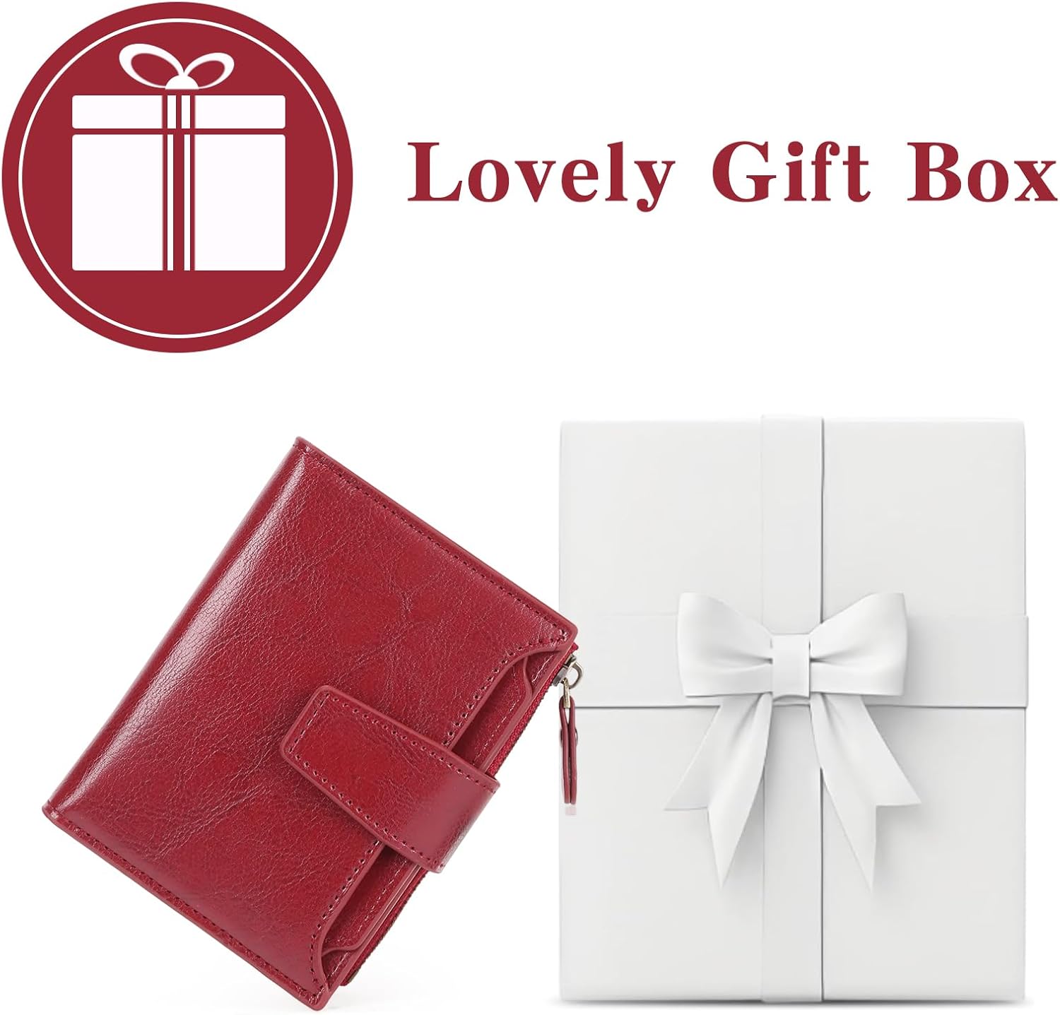 GOIACII RFID Women's Wallet Small Ladies Credit Card Holder Leather with Zipper Pocket 4 ID Windows Wine Wax Red - Image 6