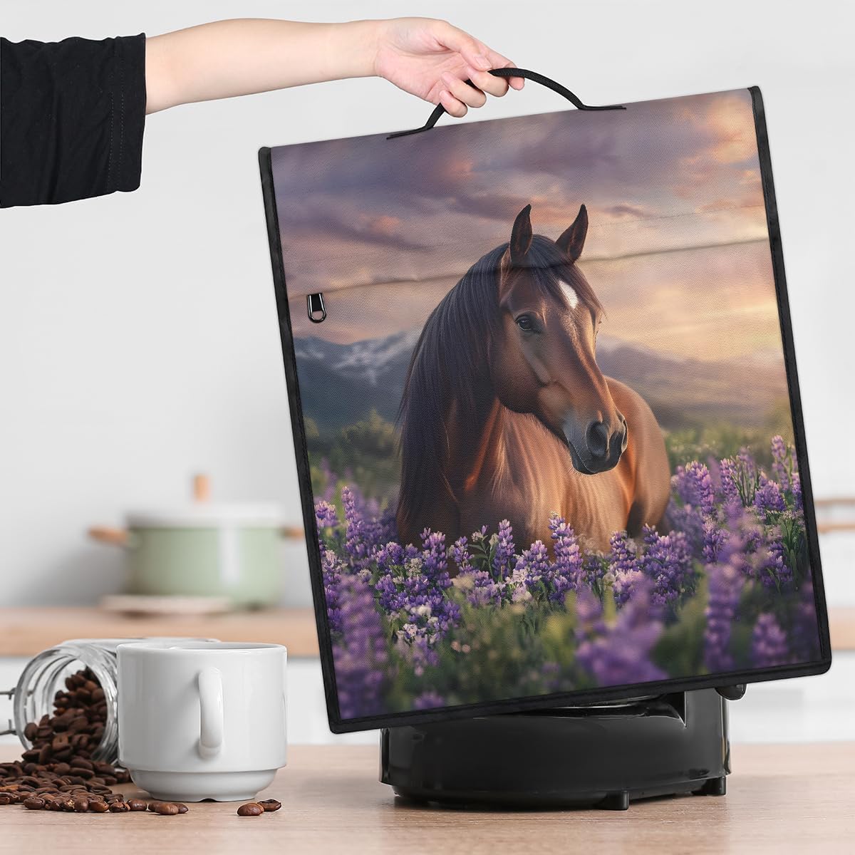 cfpolar Kitchen Aid Mixer Cover Compatible with 6-8 Quarts Animal Horse Purple Lavender Stand Mixer Cover Kitchen Aid Mixers Accessories Appliance Organizer Bag Dust Covers with Zipper Pocket