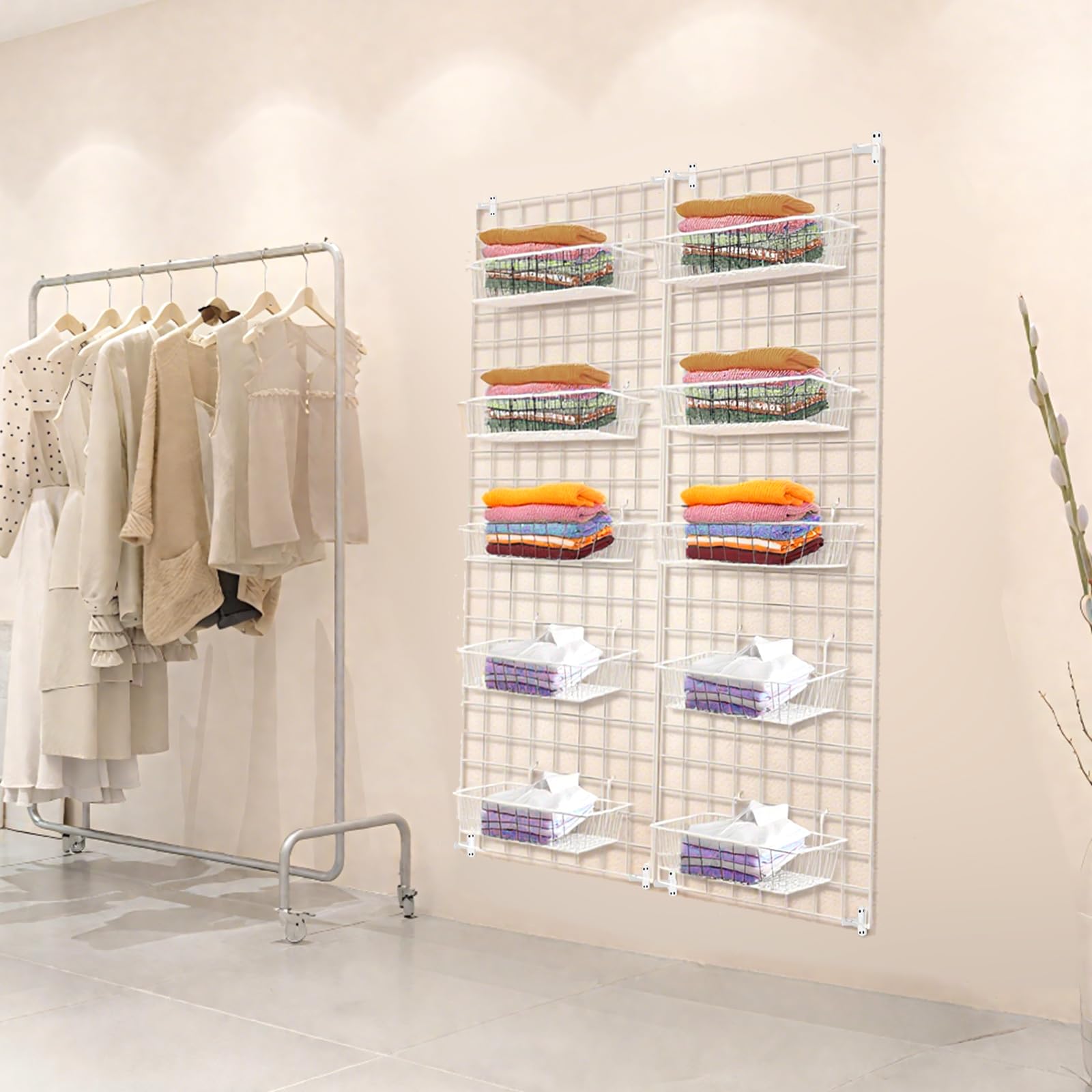 Grid Wall Commercial Grade Gridwall Panels - Heavy Duty Grid Panel for Any Retail Display Wall Grid 2' Width x 4' Height, White (Pack of 3) Easily Portable
