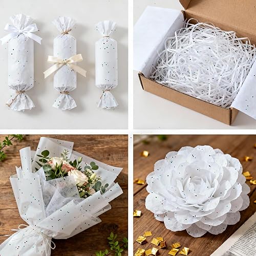 Miniatura 4 de Papel de seda blanco con purpurina para bolsas de regalo de 20 x 20 pulgadas, 25 hojas de papel de regalo reciclables para Navidad, vacaciones,