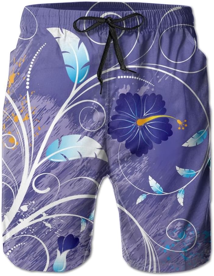 Beach Shorts, Beach Shorts for Men, Flowers Butterflies Short Beach