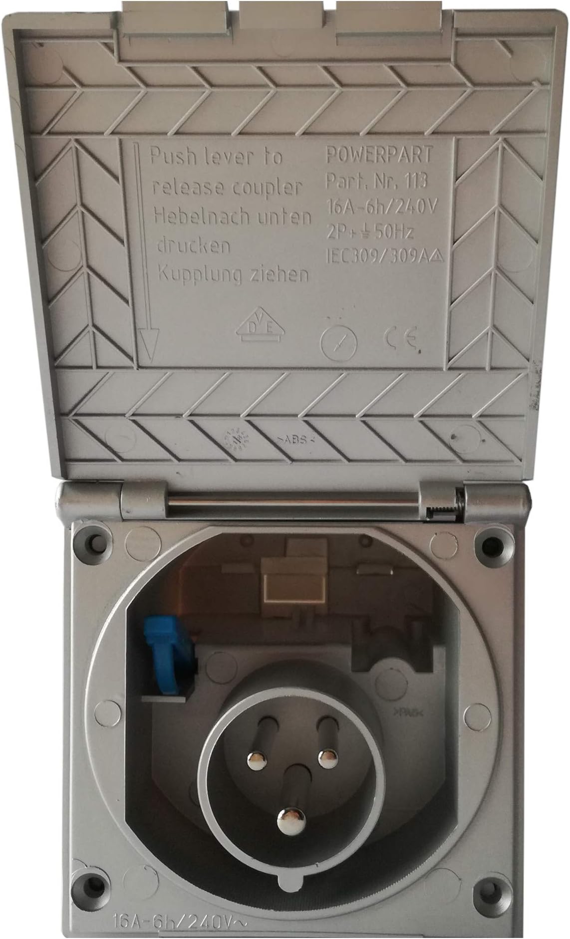 CEE Socket for Motorhome Caravan or Caravan * Colour: Silver * Installation Plug Socket Power Supply Plug Power Supply Plug Socket Connection Box