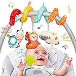 XIXILAND Car Seat Toys for Babies 0-6 Months Boy Girl Carseat Toys Hanging Spiral Stroller Toys, Infant Toys Baby Toys 0-6 Months Newborn Toys 0 3 Months Brain Development with Mirror Teether Rattle