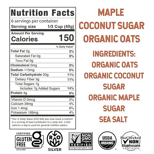 Miniatura 2 de Wildway Avena enrollada orgánica, sin gluten, sin glifosato, cereales de desayuno proteico a base de plantas, aperitivos con avena orgánica