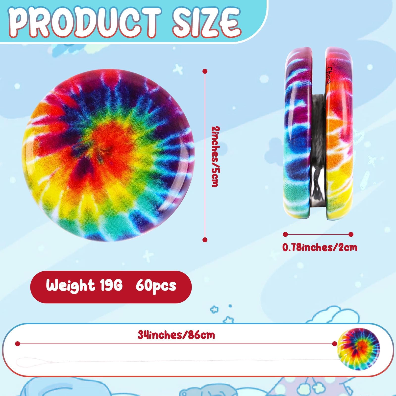 60 Pcs Rainbow Yo Yo Toys Bulk Metal Yoyo Toys Auto Return Entertaining Beginner Yo Yo with String Assorted Yoyos for Kids Yo Yo Party Favors Holiday Goodie Bag Stuffers for Birthday Classroom Prizes