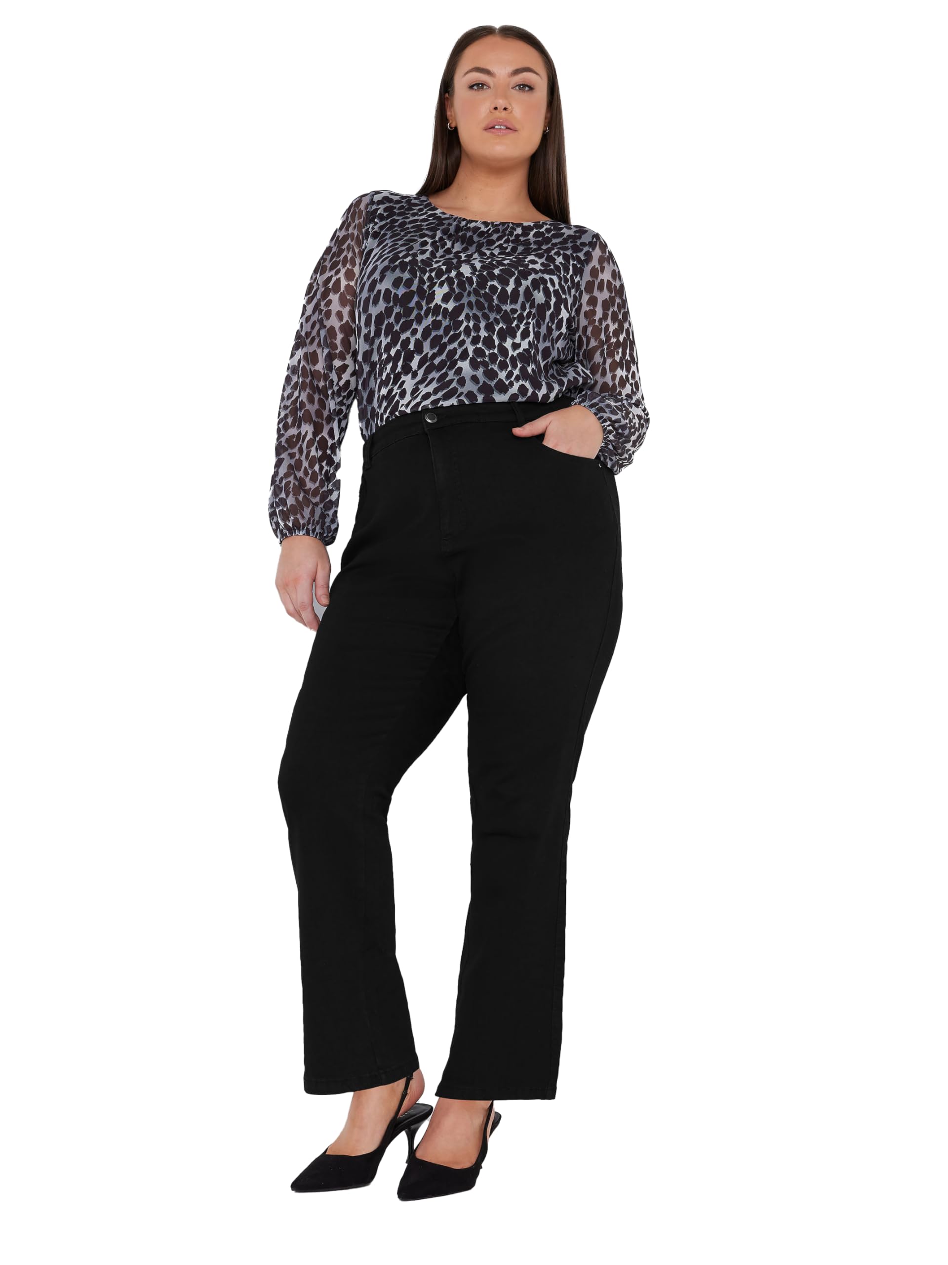 Evans Women's Black Plus Curve Fit Straight Leg Jeans Regular > 18 Regular Size 18