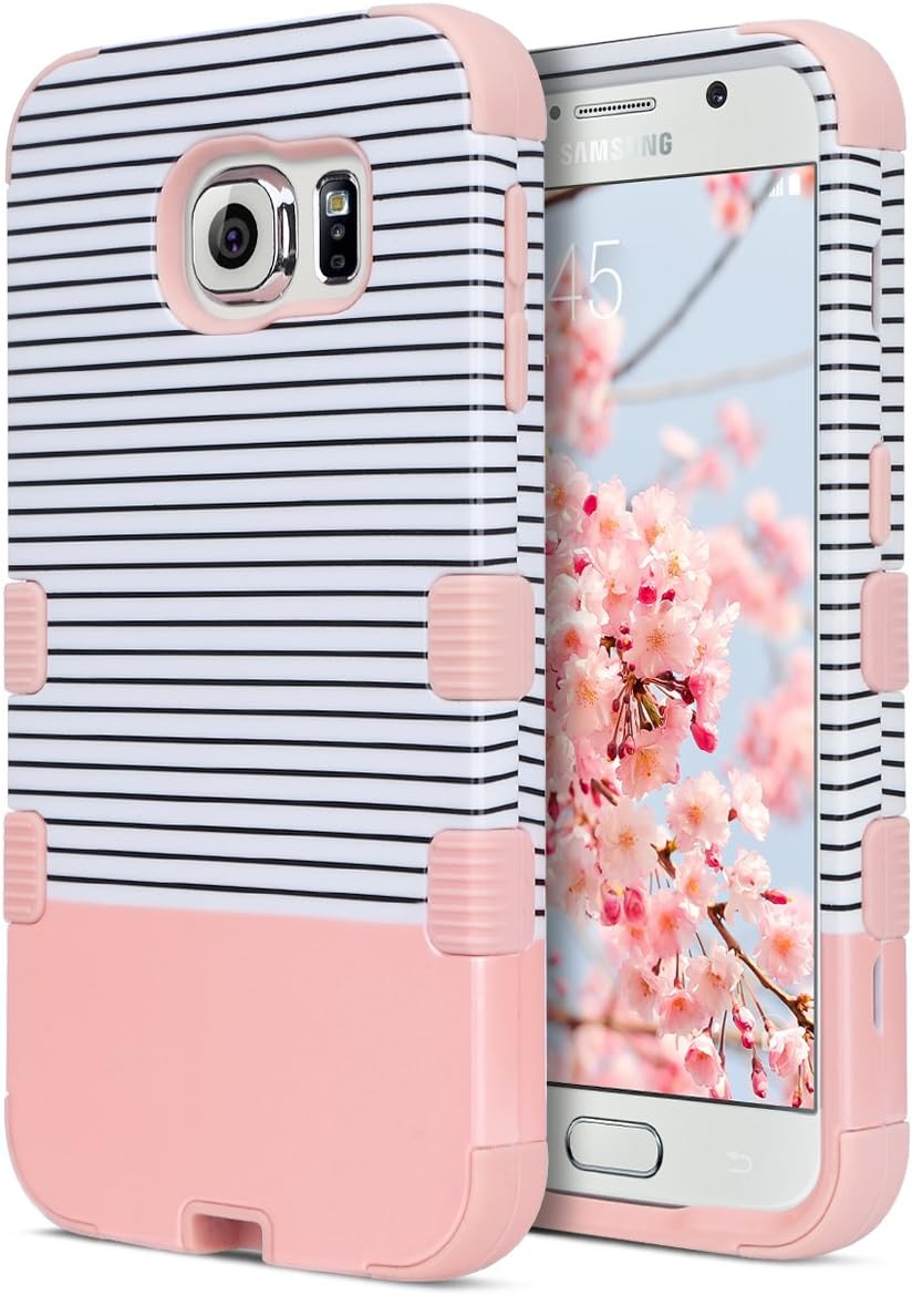 ULAK Galaxy S6 Case, S6 Case, Shock Resistant Hybrid Soft Silicone Hard PC Cover Case for Samsung Galaxy S6, Will NOT Fit S6 Active-Minimal Rose Gold