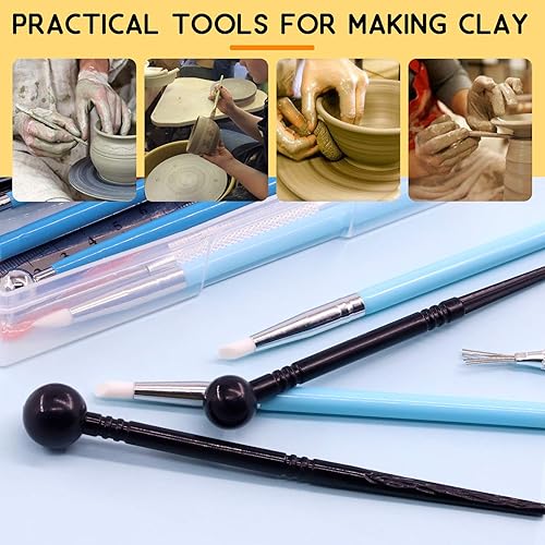 Miniatura 7 de Rustark 16 herramientas de arcilla polimérica, herramientas profesionales de escultura, herramientas de detalle de cerámica con bolígrafo de punta