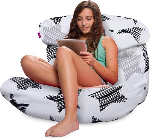 Miniatura 4 de Posh Creations Puf estructurado cómodo para jugar, leer y ver la televisión, tumbona laguna, lona - estrellas esbeltas