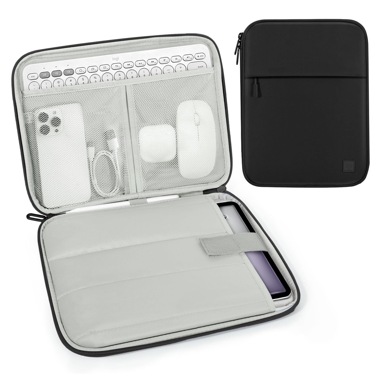 Dadanism 13 Pollici Tablet Custodia Borsa Portatile per iPad Pro 13" M4 2024, iPad Air 13" 2024, iPad Pro 12,9" 6a/5a/4a/3a Gen, Galaxy Tab S10+ Plus/S9 FE+/S9+ Plus 12,4", Tab P12 12,7", Nero