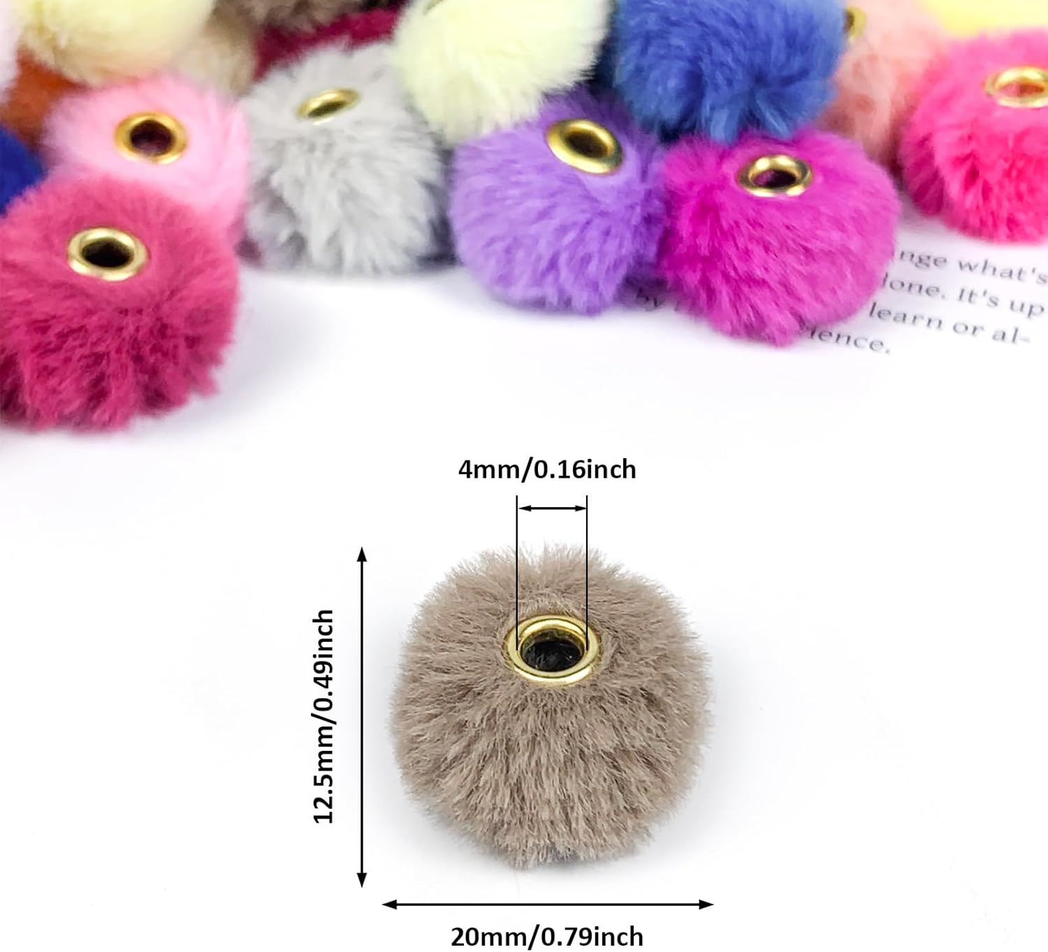 50 Pcs Fluffy Faux Fur Pom Beads Mlticolor Fuzzy Spacers Beads Soft Puff Bead for Pens Earrings Bracelets Jewelry Making Keychains DIY Crafts Projects - Image 2