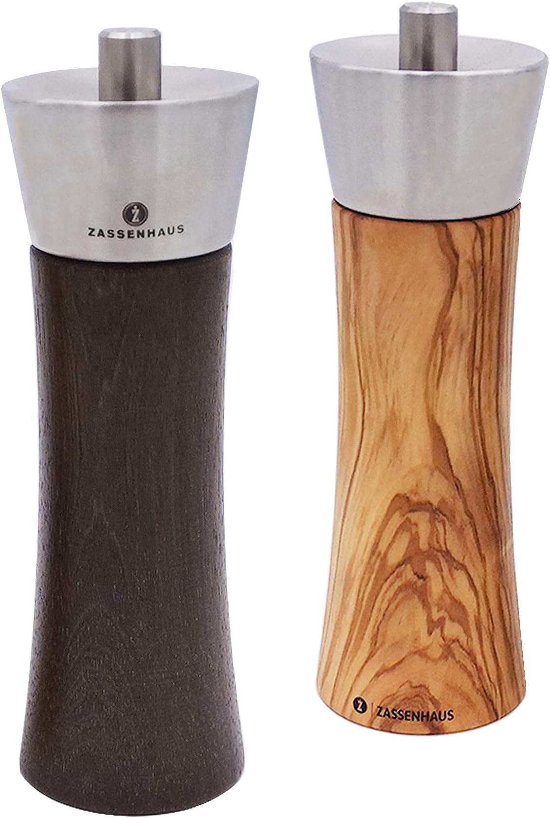 Zassenhaus Pepper and Salt Mill Set, Wenge and Olive Wood, 7.0 Inch