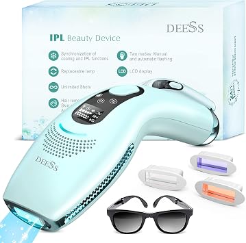 DEESS Laser Hair Removal for Women and Men, GP590PRO Fastest ICE Auto Cooling IPL Hair Removal Device, Safe & Painless, Long-Lasting Reduction of Body & Face Hair Regrowth, Home Use