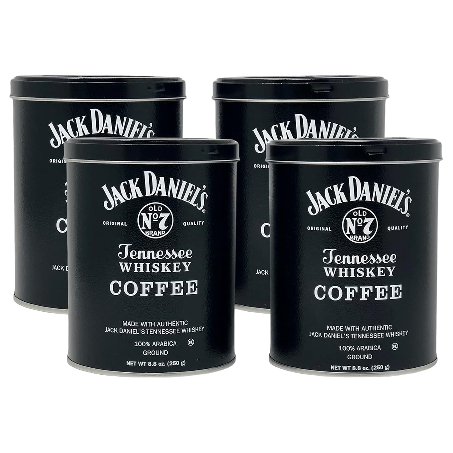 Jack Daniels Coffee (4 Pack, 8.8oz Each) Bundled with Complimentary Measuring Spoon - 100% Arabica, Medium Roast, Ground Gourmet Coffee, Kosher