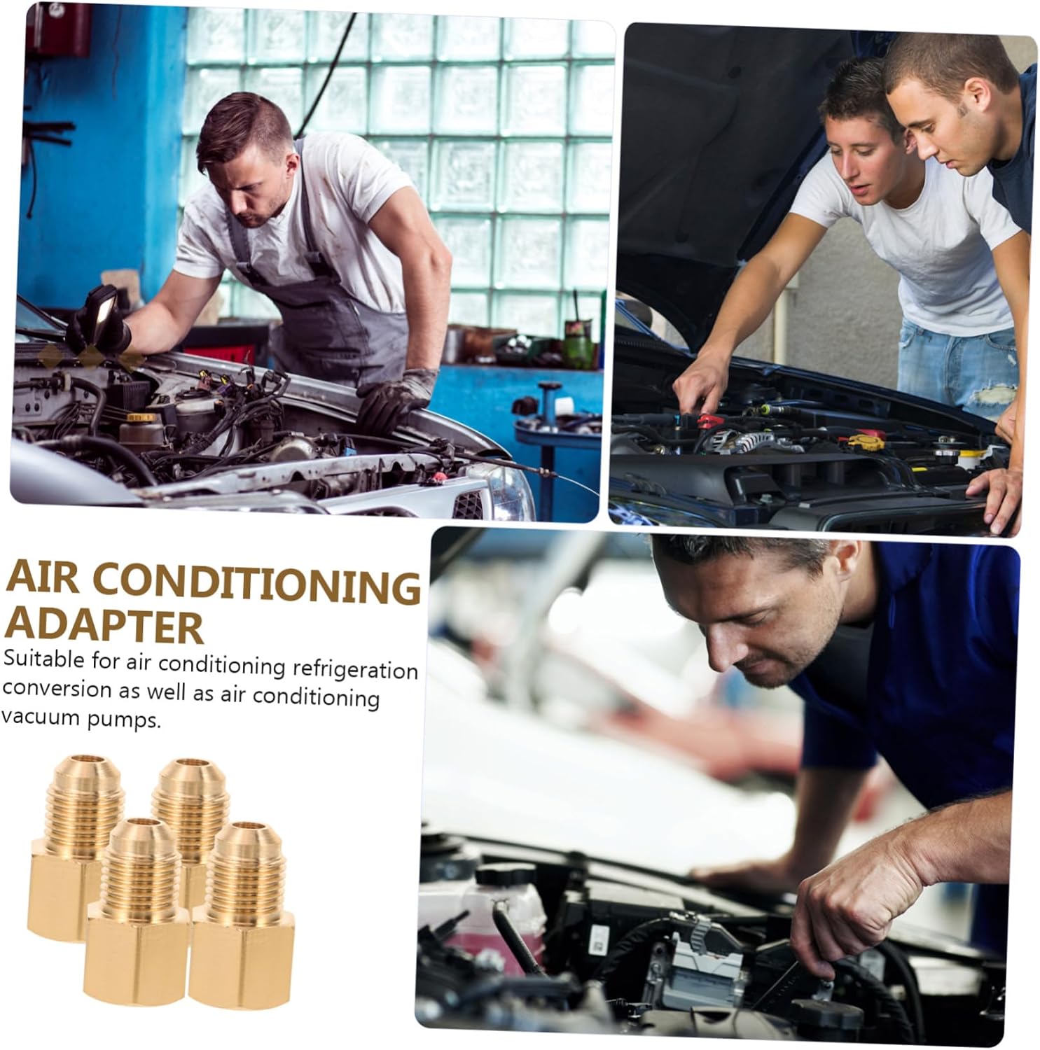 4pcs Air Conditioning Adapter Kit for Conversion Multi-functional Vacuum Pump Connectors Easy Installation for Automotive Refrigeration Systems
