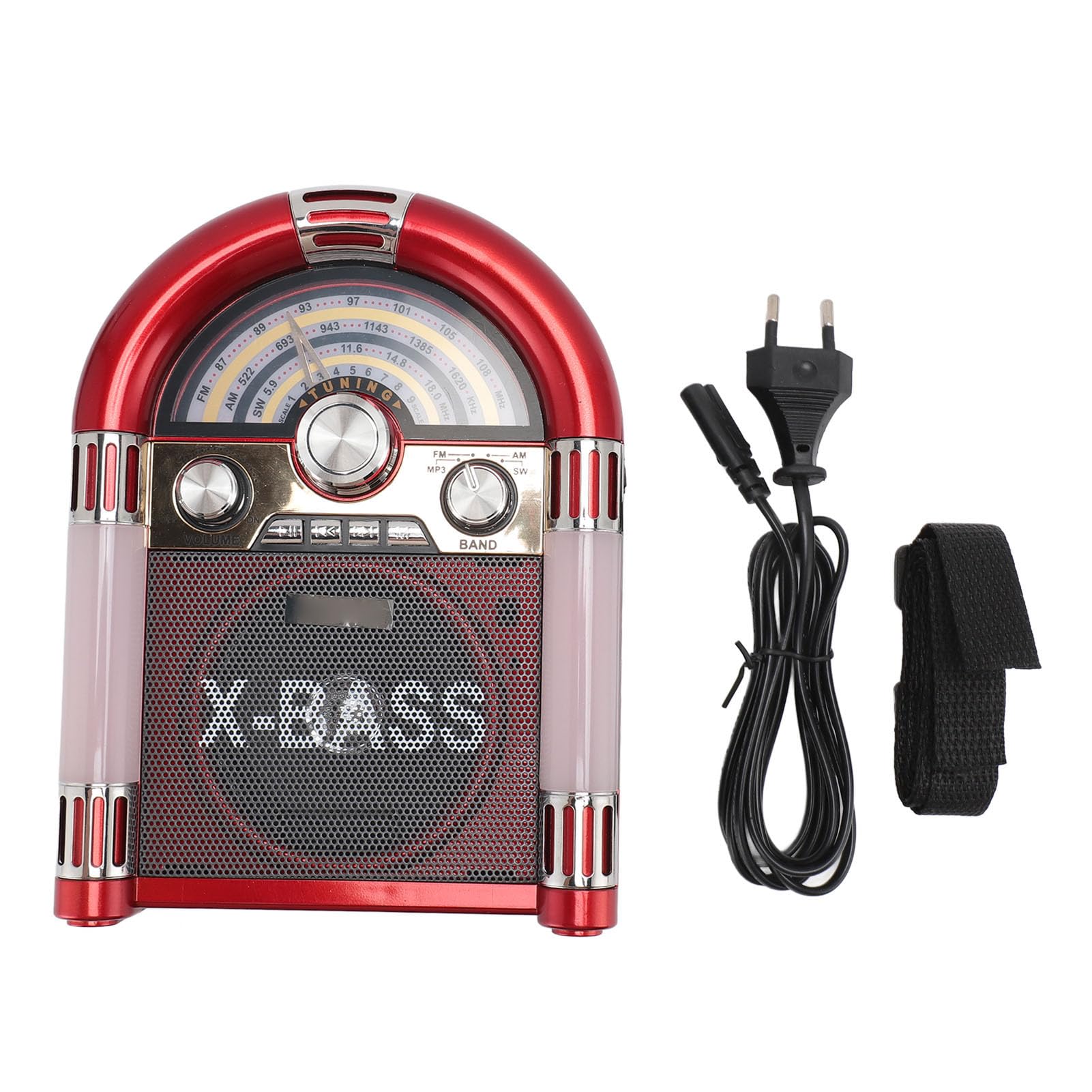 Radio Portátil con Altavoz Bluetooth, Radio Retro Am FM SW Compatible con Reproducción de Auriculares, Funciona con Pilas Recargables, Radio Bluetooth Vintage para el Hogar, (Rojo)