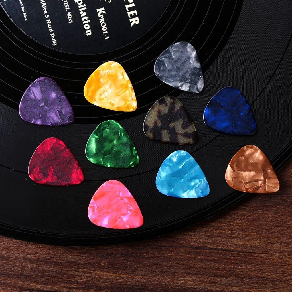 Mediator Guitare Acoustique, Médiateur, Guitar Picks Lot de 24, Pour Guitare Ukulélé, Acoustique, Électrique, Basse, Médiator de Gaitare, Celluloïd