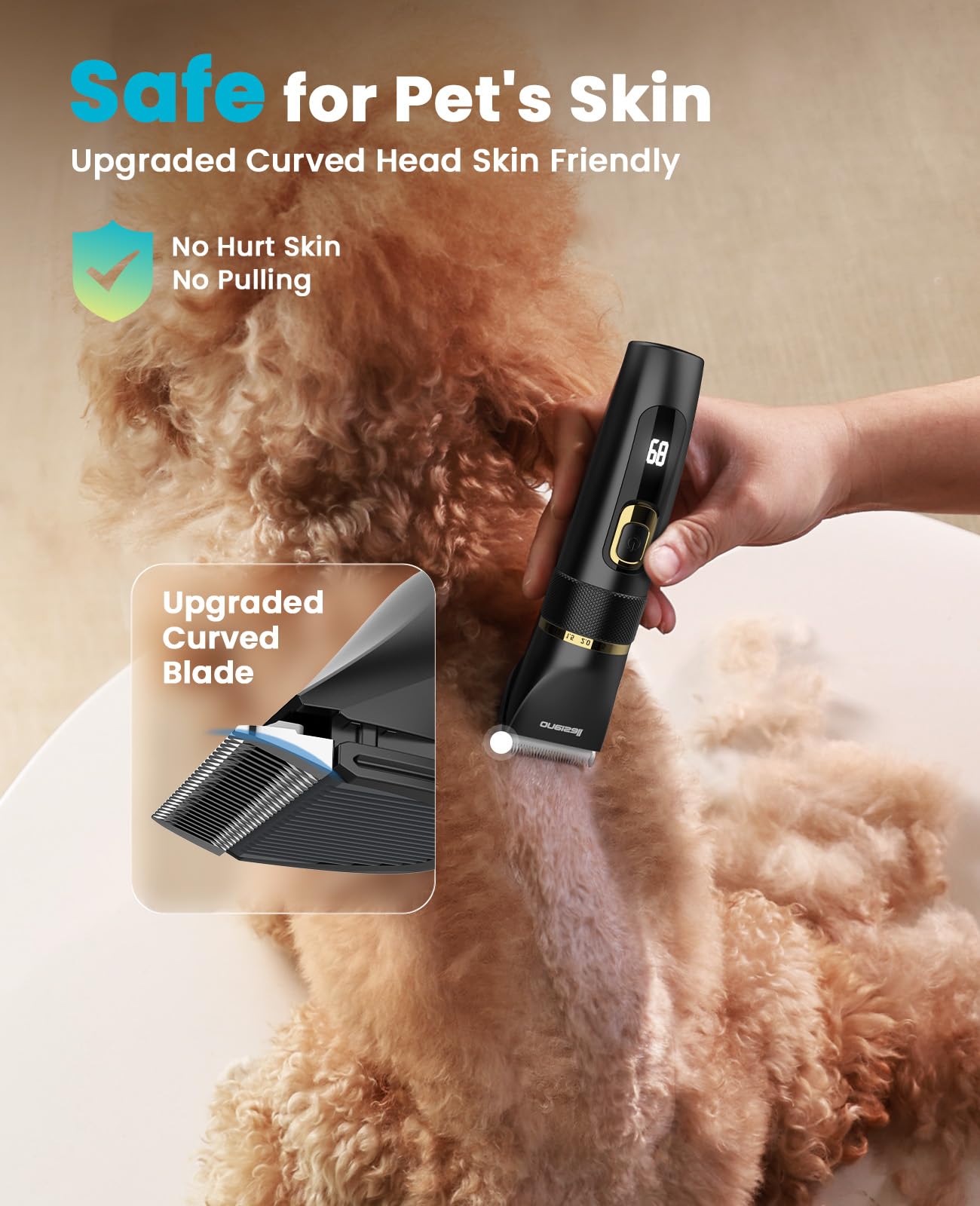 oneisall Silencioso Maquina cortar pelo Perros Mejorada Pro, Profesional Cortapelos Perros Gatos 2000mAh Recargable, IPX7 Impermeable Maquina de cortar pelo barboncini