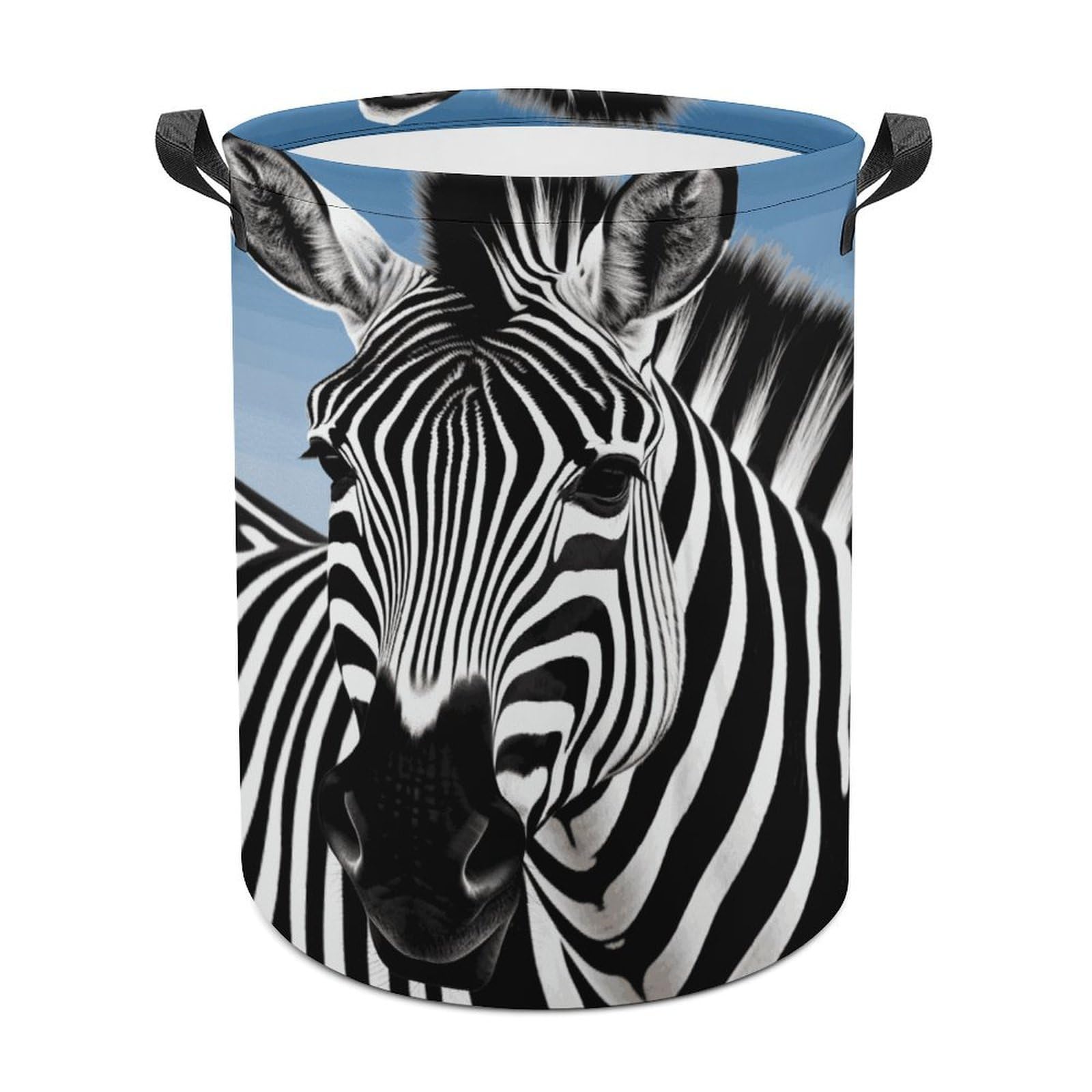 Zebra Laundry Basket Freestanding Waterproof Laundry Hamper Collapsible Tall Clothes Hamper with Reinforced Handles Waterproof Laundry Bag for Dorm Bathroom Home 44x35cm