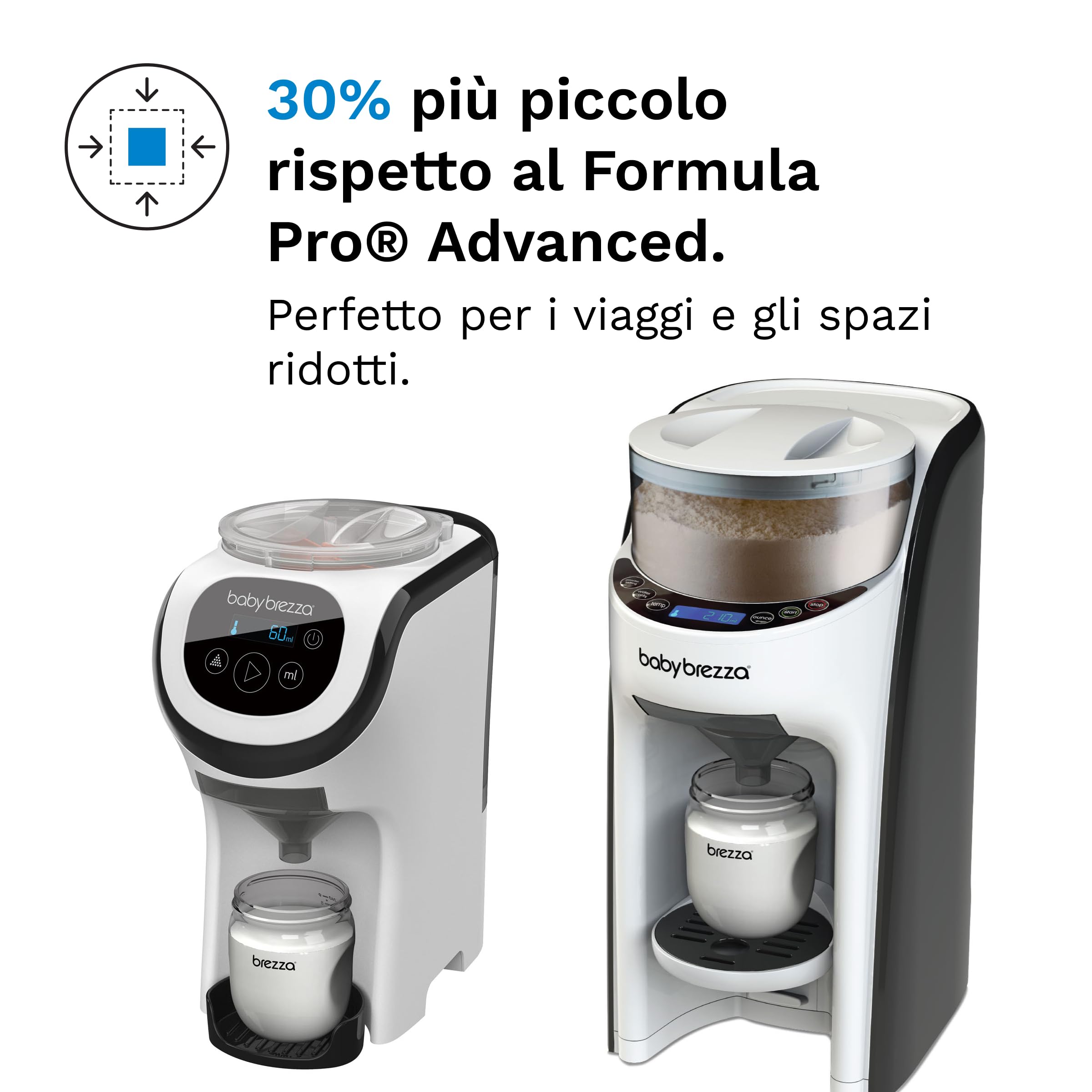 Baby Brezza Formula Pro Mini – Miscelatore per la Preparazione di Formula per Neonati - prepara Latte in Polvere - portatile e compatto per i Viaggi - bianco