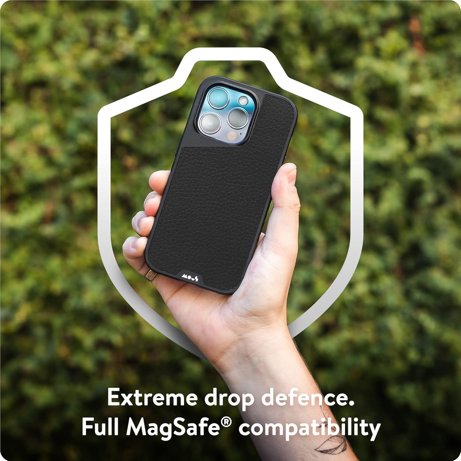 Mous - Case for iPhone 14 - Black Leather - Limitless 5.0 - Protective iPhone 14 Case MagSafe Compatible - Shockproof Phone Cover