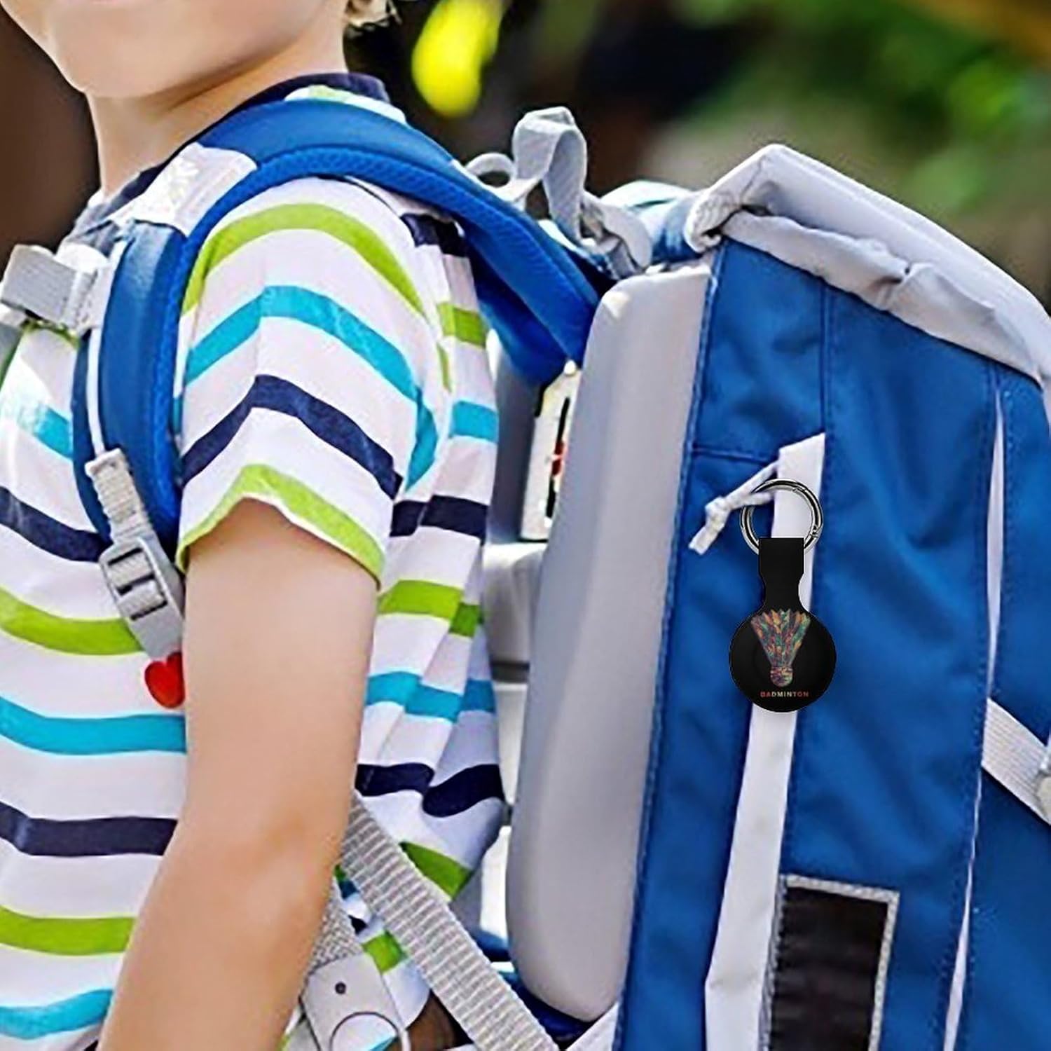 Badminton Geometric Fragments Case Compatible with AirTag Holder Cover with Keychain Ring for Bags Luggages