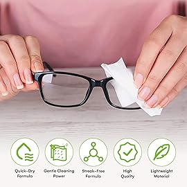 Care Touch Lens Wipes for Eyeglasses- 100 Count Individually Wrapped Pre- Moistened Wipes, 5 x 6 Inch- Camera Lens, Sunglasses and Glasses Cleaner,- Gentle and Portable for Cleaning of Optical Devices