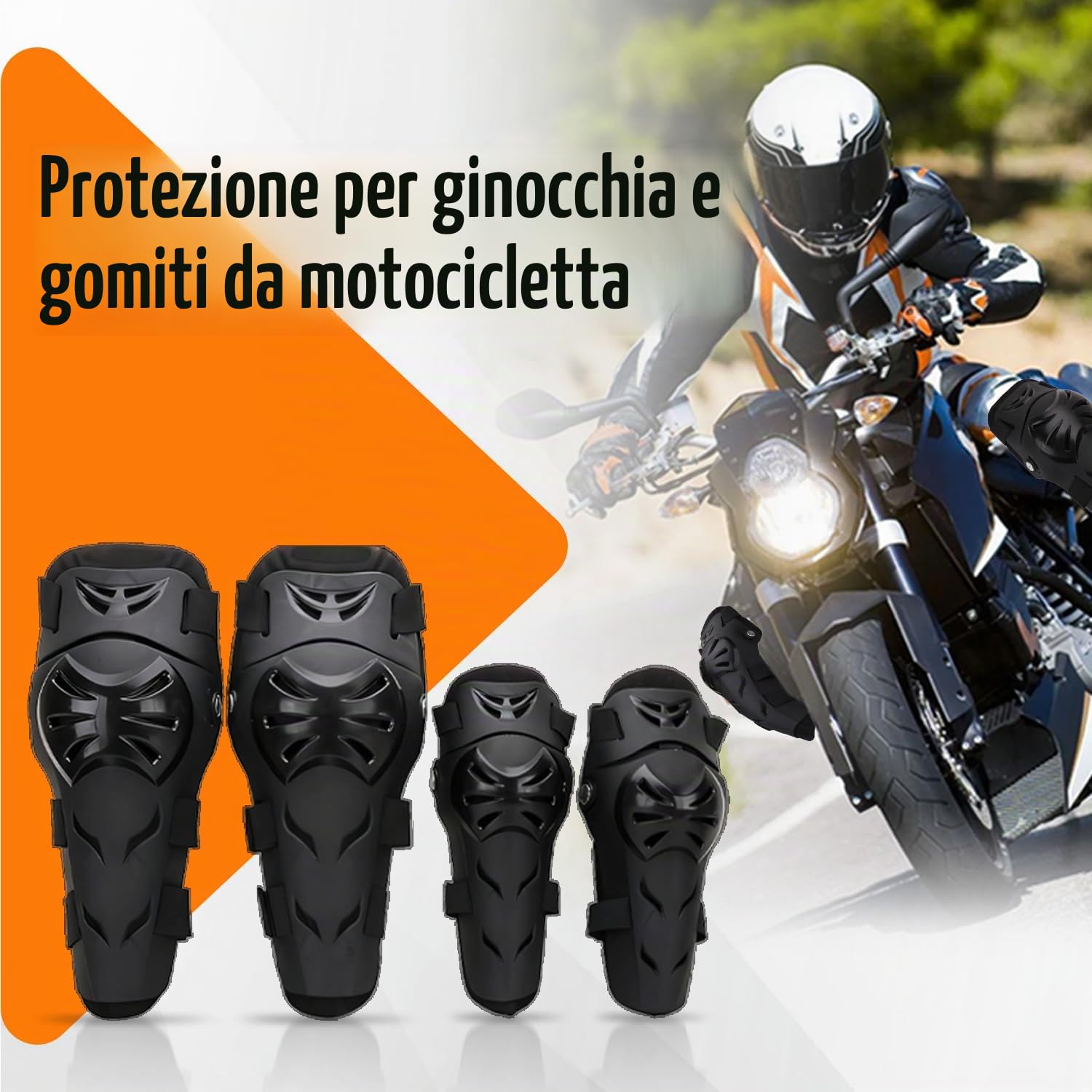 JFG RACING Ginocchiere Moto, Gomitiere per Moto - 4PCS High-Impact Pads per Proteggere Ginocchi e corpi d'adulti per Motocross Enduro