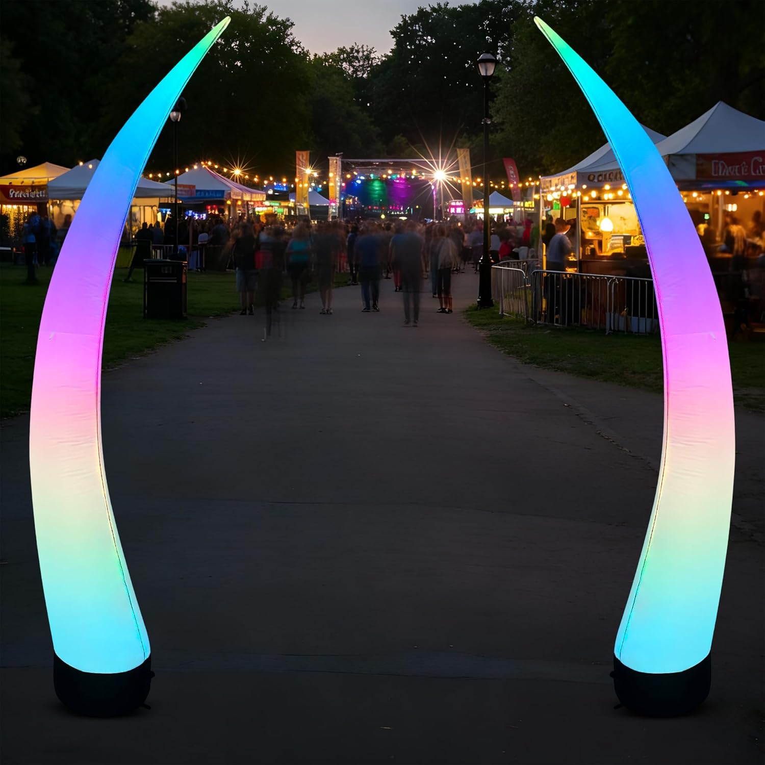 Inflatable Color Changing Tusk 10’, Sand Bag Base, 4 Modes, Color Changing LEDs