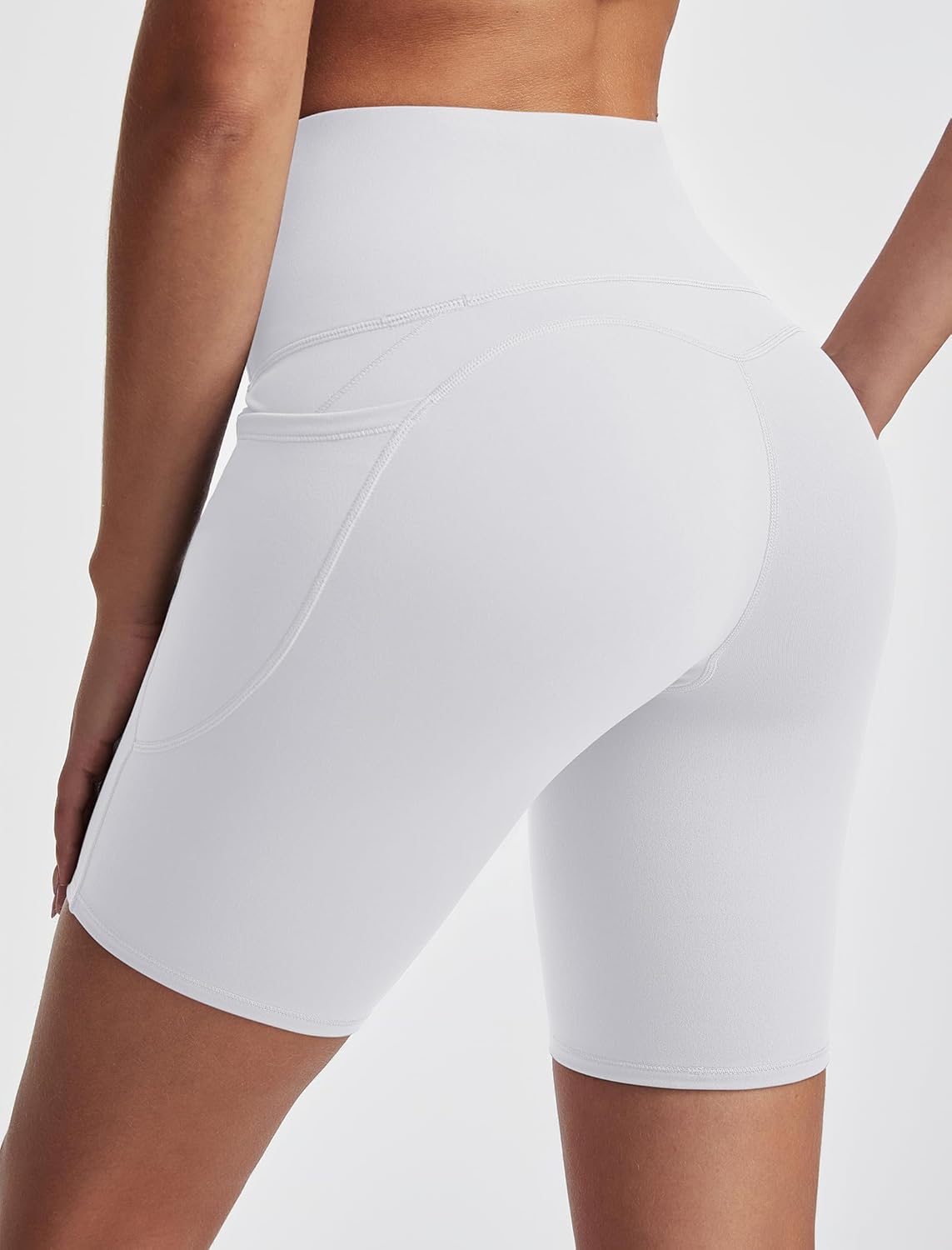 Women's High Waisted Biker Shorts with Pockets Tummy Control Short Leggings for Yoga Workout Gym Running