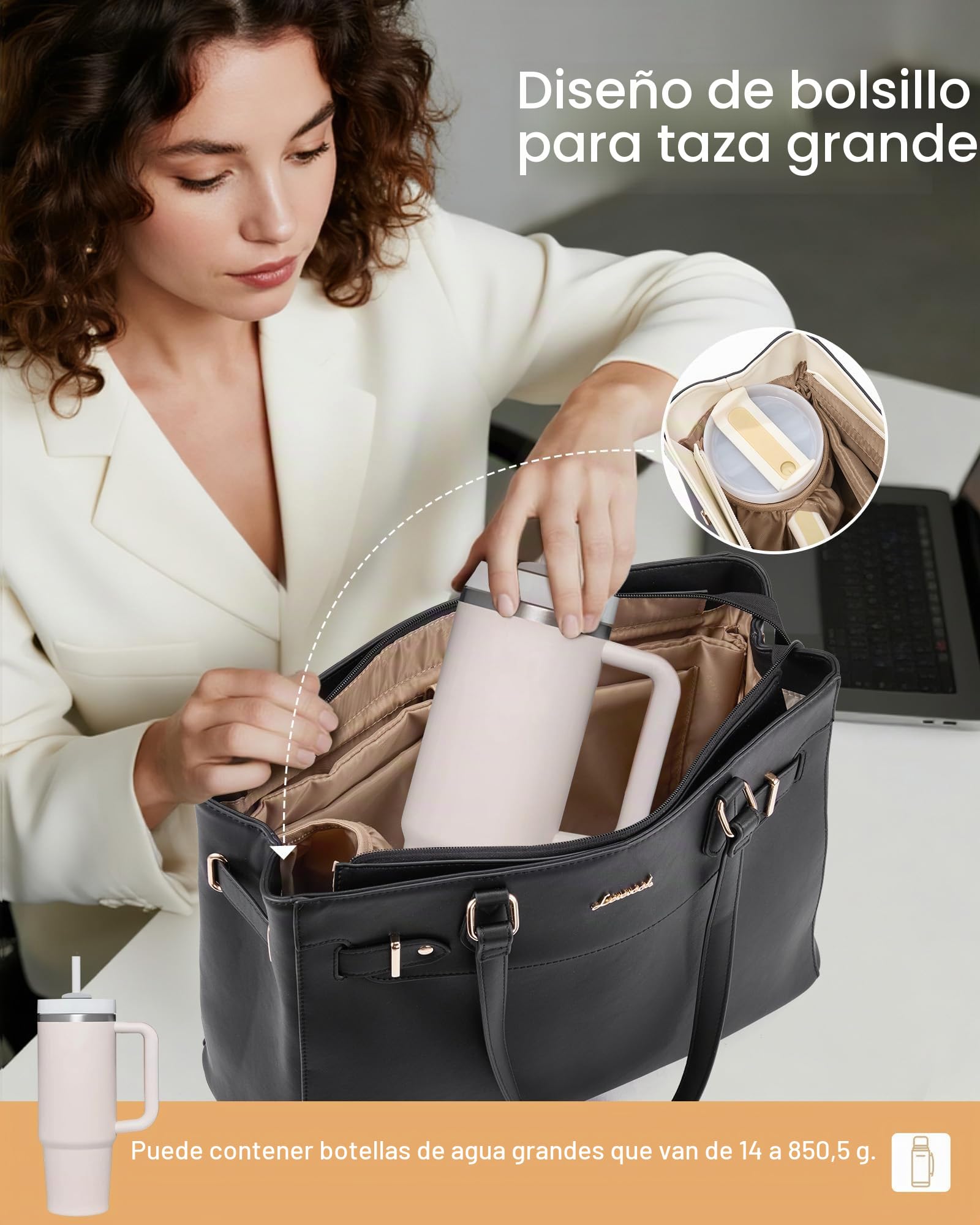 LOVEVOOK Bolso grande para ordenador portátil para mujer