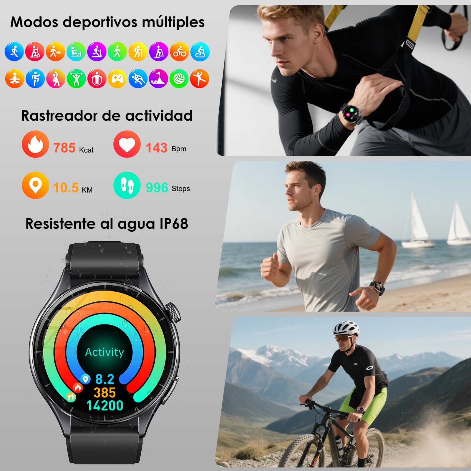 2026 Reloj Inteligente con ECG Presion Arterial 24H Pulsómetro,Hombre Mujer | Reloj Salud Pantalla AMOLED 1,56", Composición Corporal/HRV/Sueño/SpO2/Temperatura Corporal/IMC/30sMini Chequeo/Lámpara LED
