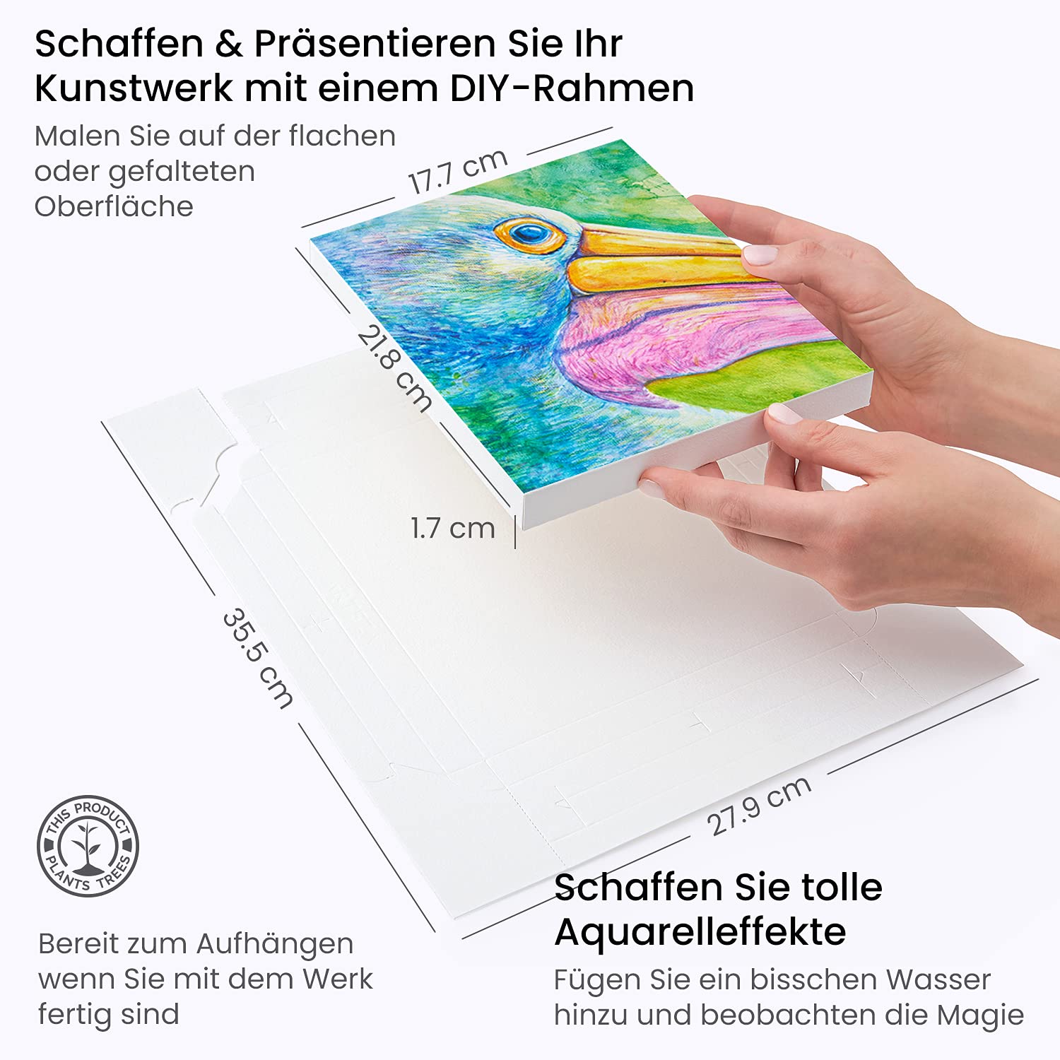 Arteza Aquarell Set mit 48 Aquarell-Buntstiften, Aquarellstifte Set und faltbarer Leinwandblock, Malset für Erwachsene, Künstlerbedarf für Kinder, Profis und Hobbymaler, 48 Farben