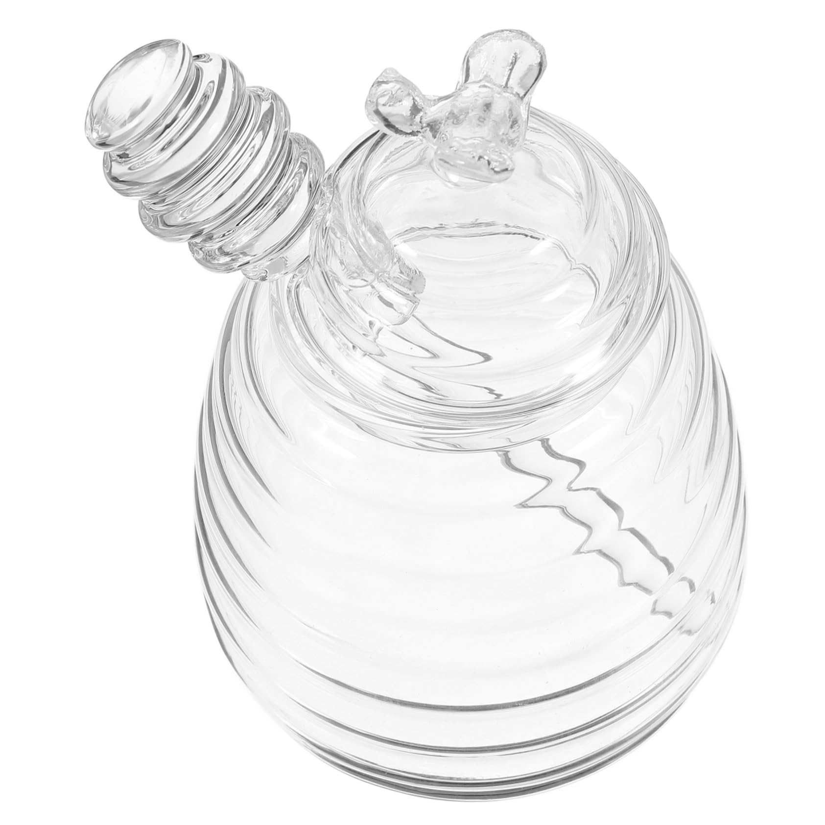 BRIGHTFUFU 1 Set Honey Dipper Stick and Jar Set Transparent Glass Honey Pot with Airtight Lid for Storing Jam and Seasonings Home Kitchen