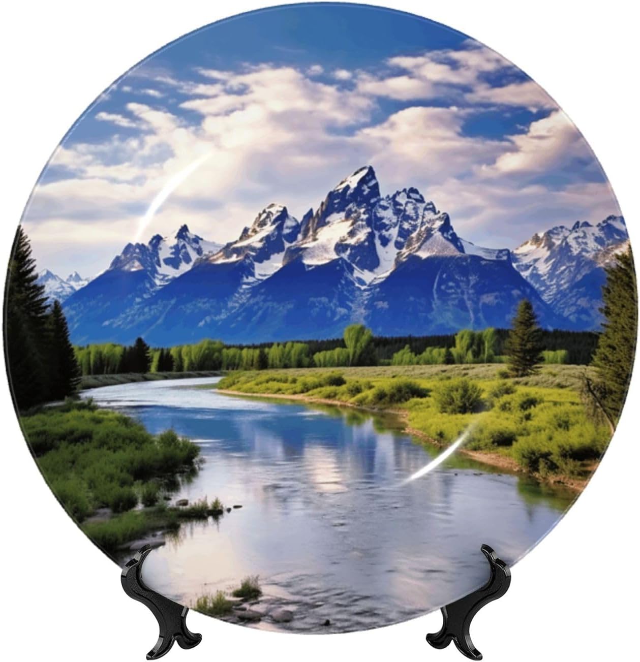 Decorative Plate Art Crafts Bone China Decorative Plate with Display Rack Souvenir Wall Decor Ceramic Ornaments Dinner Plates Ceramic Decoratives Plates for Home Office 10in