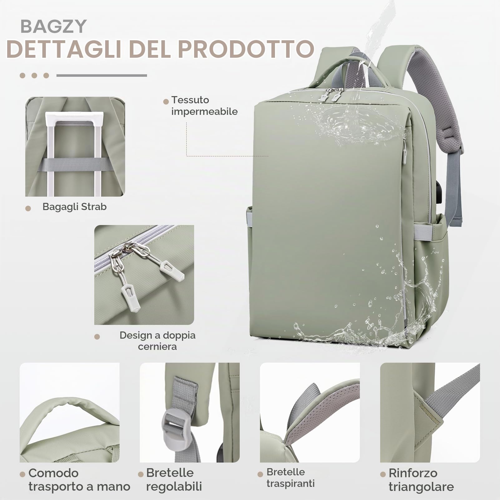 BAGZY Zaino 40x30x15 Air France 20L Zaino da Viaggio Aereo Bagaglio a Mano 40x30x15cm British Airways Impermeabile Zaini Porta PC 15.6 Pollici con Porta USB per Scuola Trekking Lavoro Donna Uomo Nero