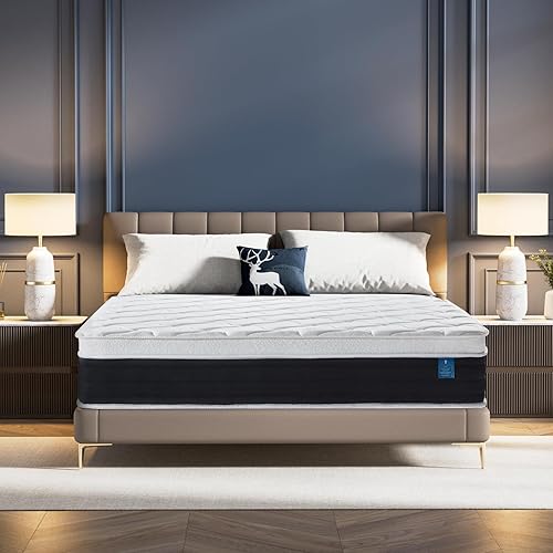 Miniatura 8 de Queen Mattress 12 Inch 80''*60''*12'' Medium Firm Hybrid with Memory Foam Individual Pocket Springs Edge Support Motion Isolation Pressure Relief
