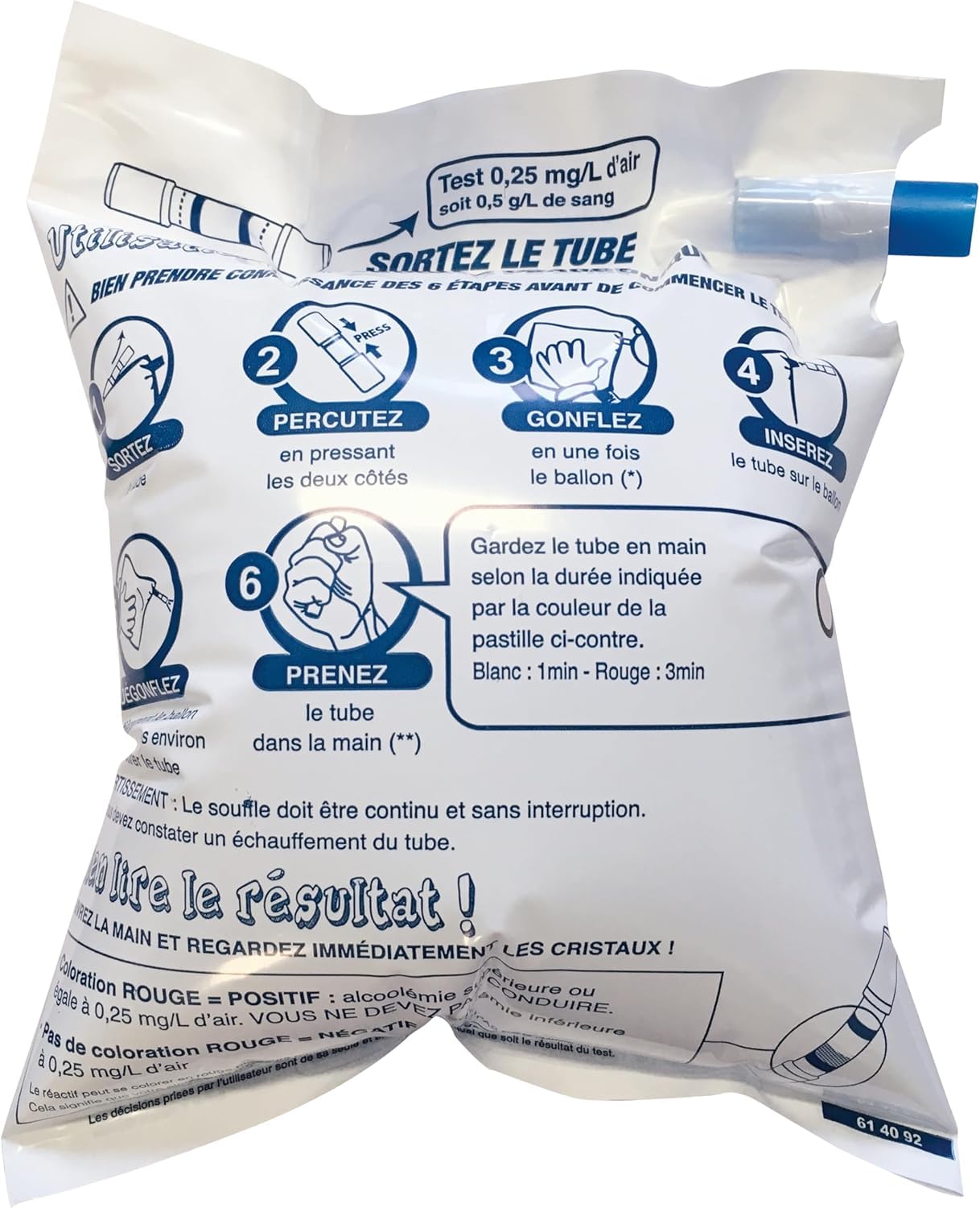Lot de 150 Ethylotest Ballon 0,5g/l Norme NFX – Alcootest à Usage Unique, soufflez Vous saurez [ Éthylotest France pour conducteur confirmé ]
