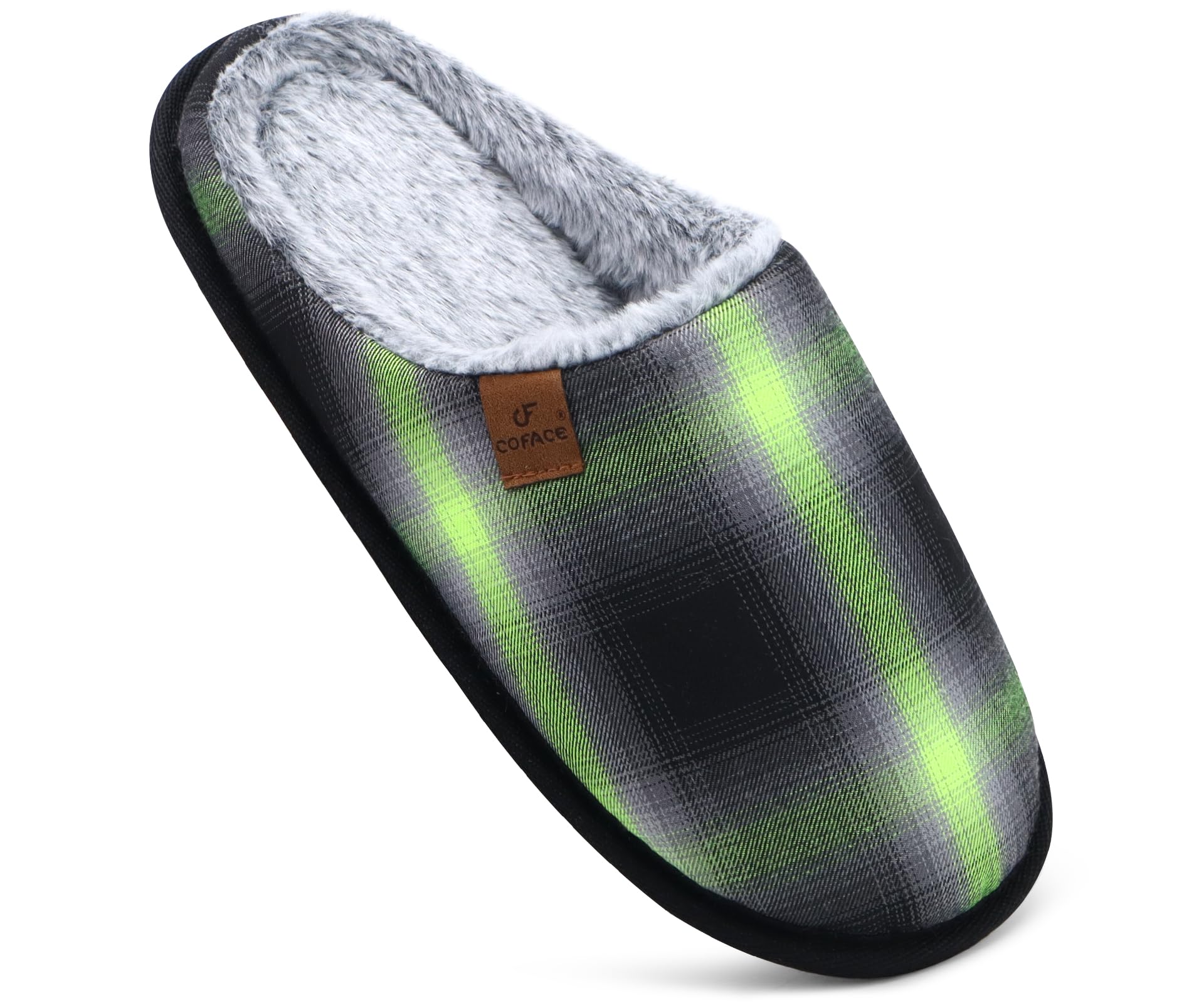 Pantofole da Uomo Invernali Plaid, Comoda Memory Foam Calde Scarpe da Casa in Lana con Suola Antiscivolo 40-47