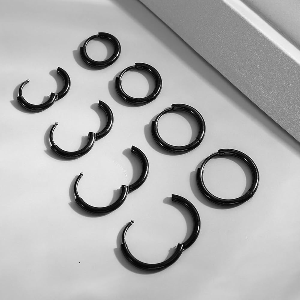 Orecchini Neri Uomo Set Di 15 Paia Di Orecchini In Acciaio Inossidabile Magnetici Senza Piercing Orecchio Uomo