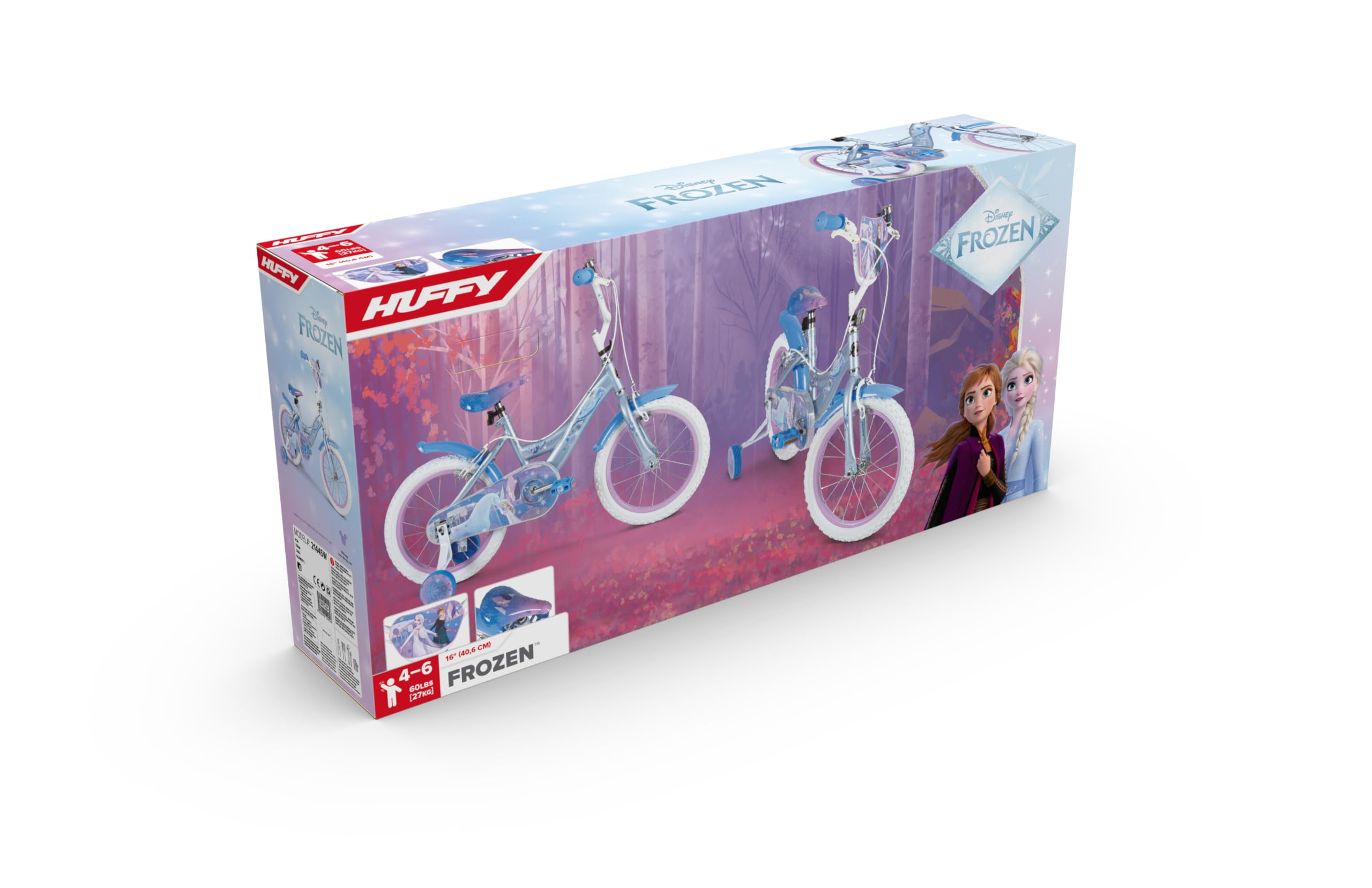 Huffy Vélo Enfant Disney La Reine des Neiges 16" 4-6 Ans Double Frein à Pince Stabilisateurs Amovibles Bleu