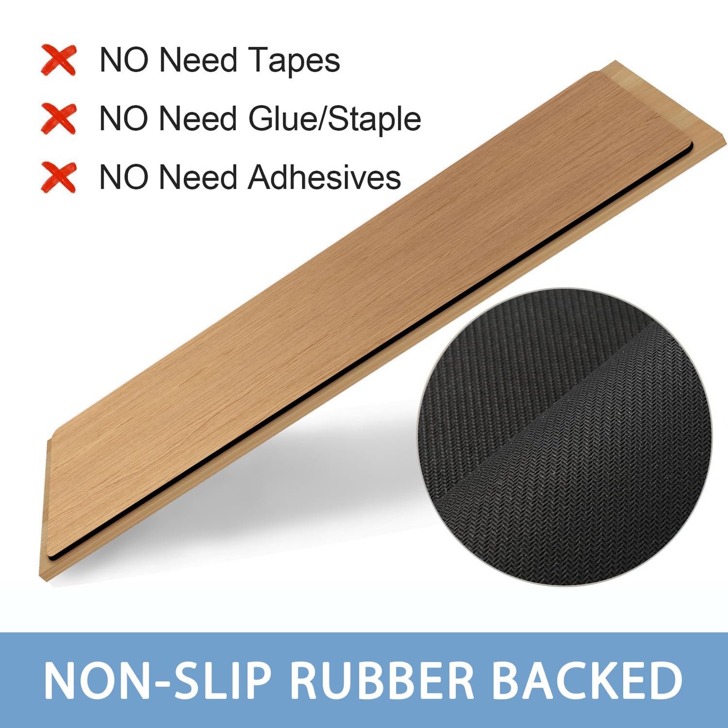GOYLSER Tappeti per Scale - Tappeti in Gomma per gradini - Tappeto Antiscivolo per Scale - Tappeto per Scale Rettangolare per Famiglia Legno Marrone (76x20cm 15 Pezzi)
